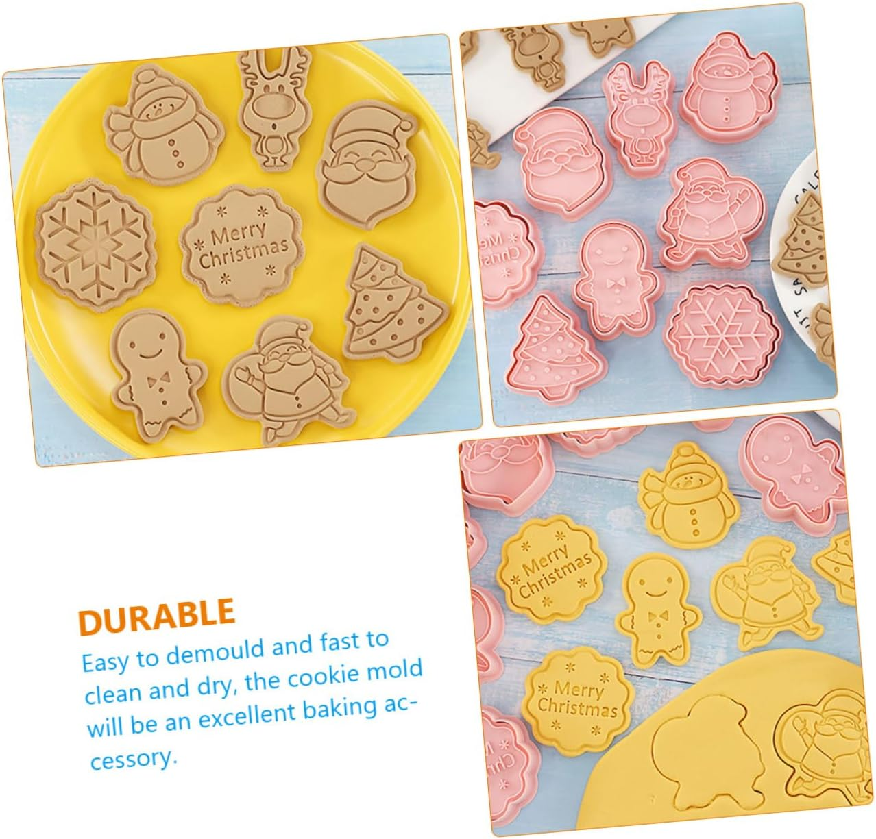 Christmas Cookie Molds Biscuit Mold 8Pcs Set Plastic DIY Baking Tools Household Kitchen Gadgets for Holiday Baking image number 2