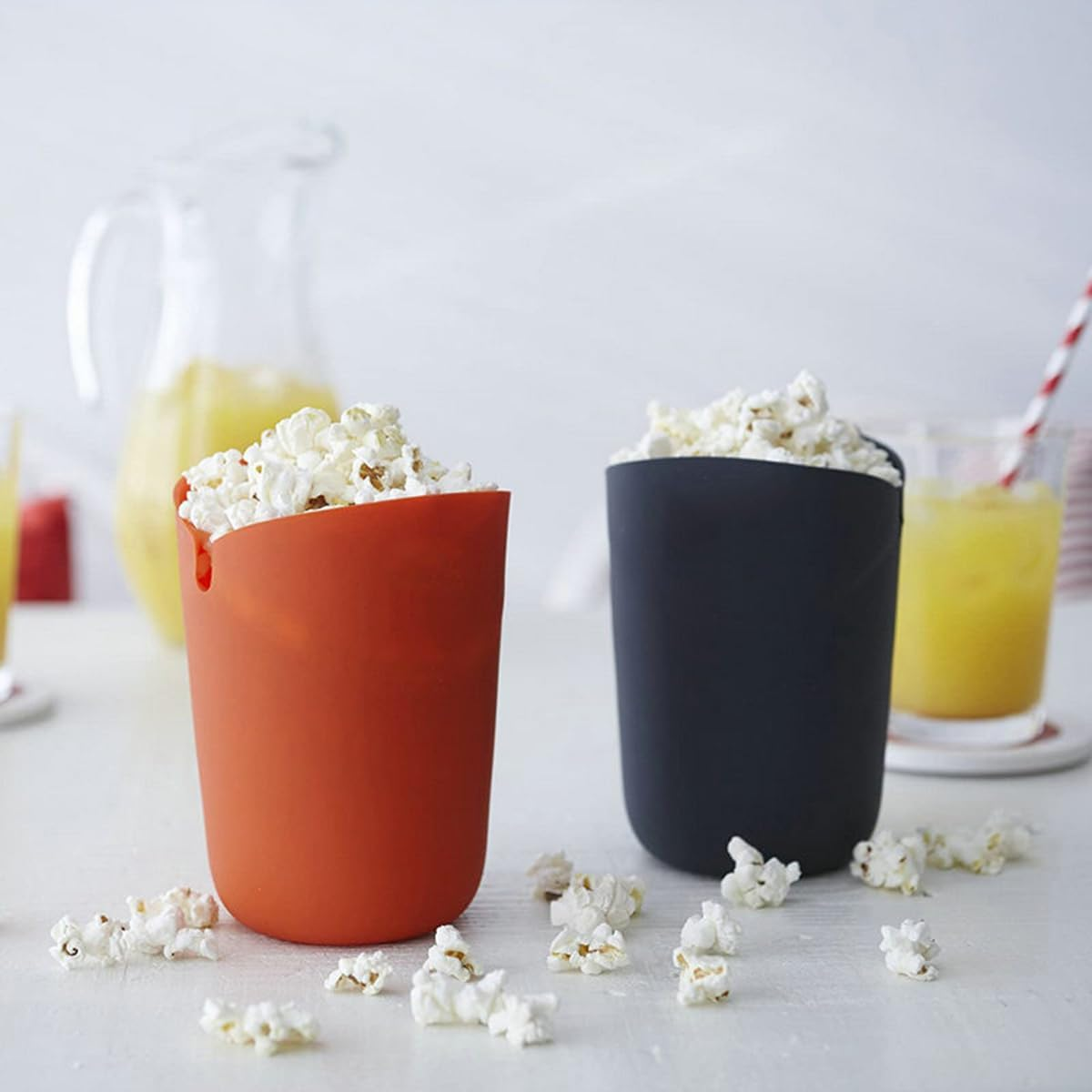 Silicone Popcorn Popper - Set of 2 Single Serve Reusable Popcorn Makers - Microwave Collapsible for Family Movie Night at Home image number 3