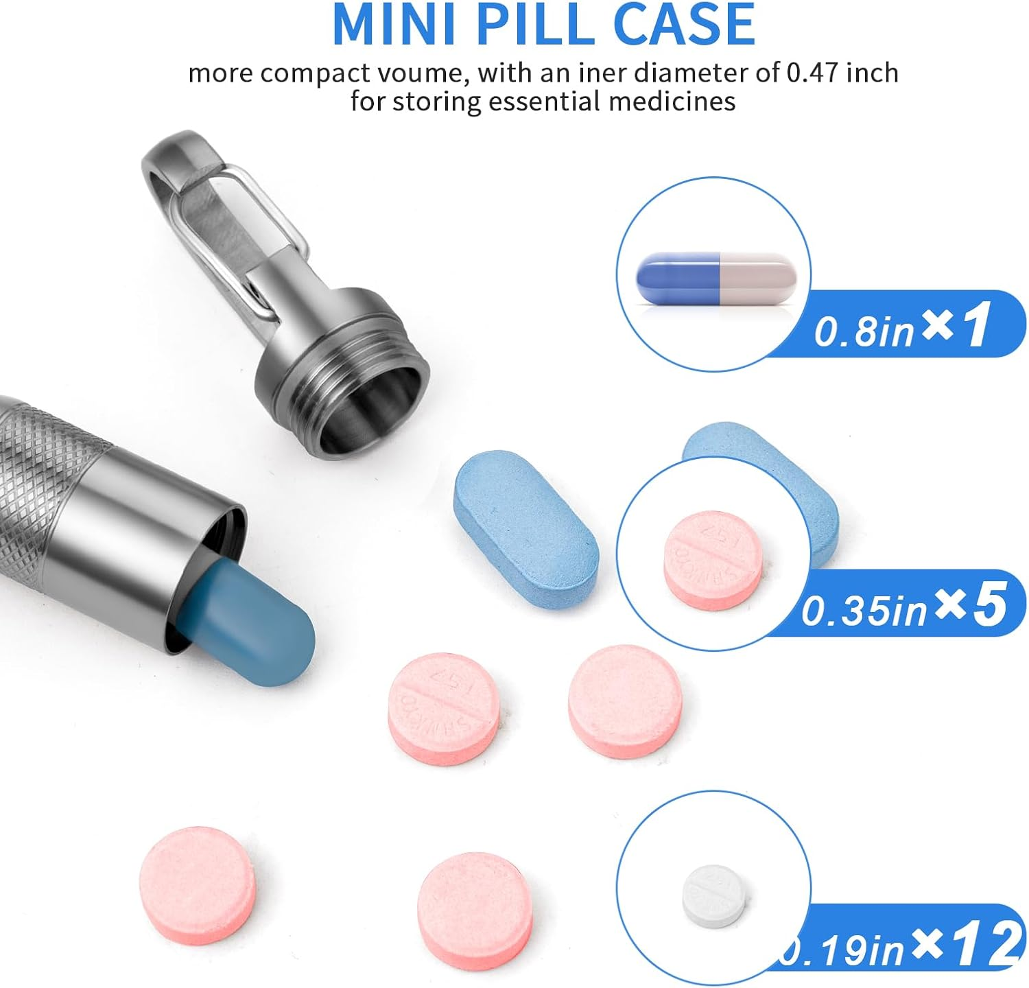 TISUR Small Titanium Pill Case, Keychain Pill Holder Travel Pill Box Container Multitool EDC Every Day Carry for Men (Gray Titanium Small - 1.06 Inch) - Gray Titanium Medium - 2.16 Inch image number 3