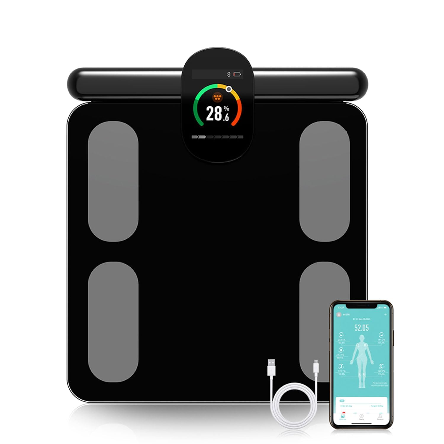 Fitdays Body Fat Scale | Advanced 8 Electrode Smart Scale for BMI / 20+ Body Metrics | Full-Color LED & High Precision | Bathroom Weight Scales for Fitness/Weight Loss | (FG2305ULB-BLACK-AU) image number 5