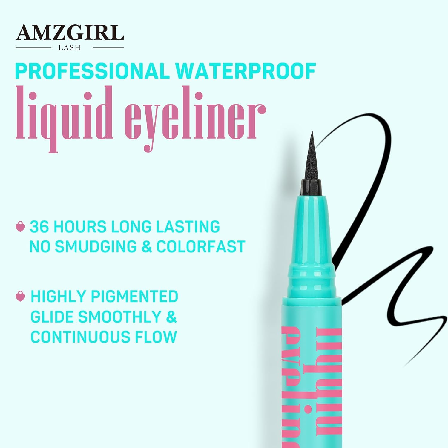Waterproof Liquid Eyeliner,Black Eyeliner Pencil Super Slim Long Lasting,Cruelty-Free,Quick Drying,No-Skip Eyeliners-Black,0.02 Fl Oz image number 2