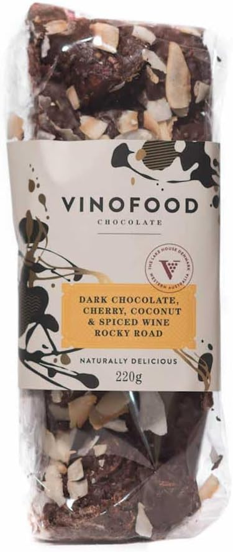 Vinofood Cherry Coconut & Spiced Wine Rocky Road Dark Chocolate 220 G