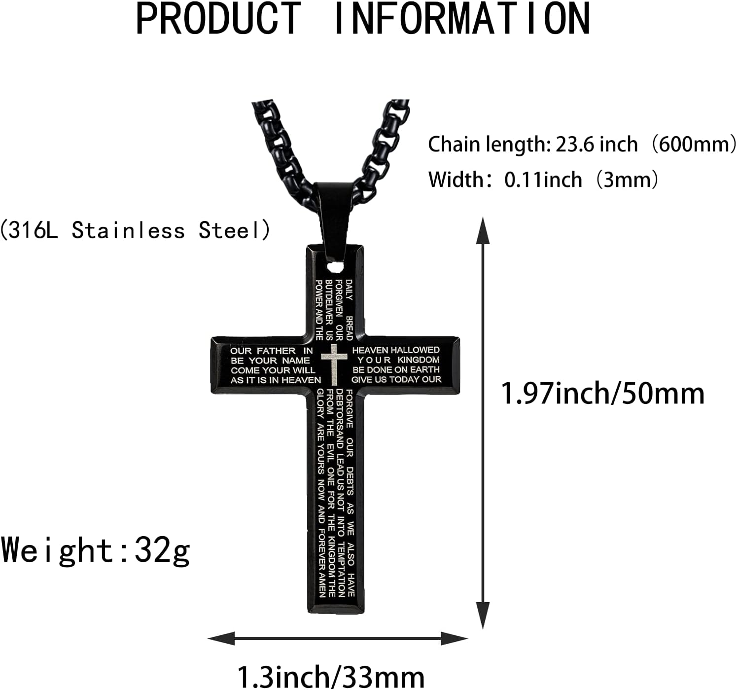 Car Mirror Hanging Accessories Bible Cross Pendant, Car Decor, Stainless Steel, Patriotic, Valentine'S Day image number 2