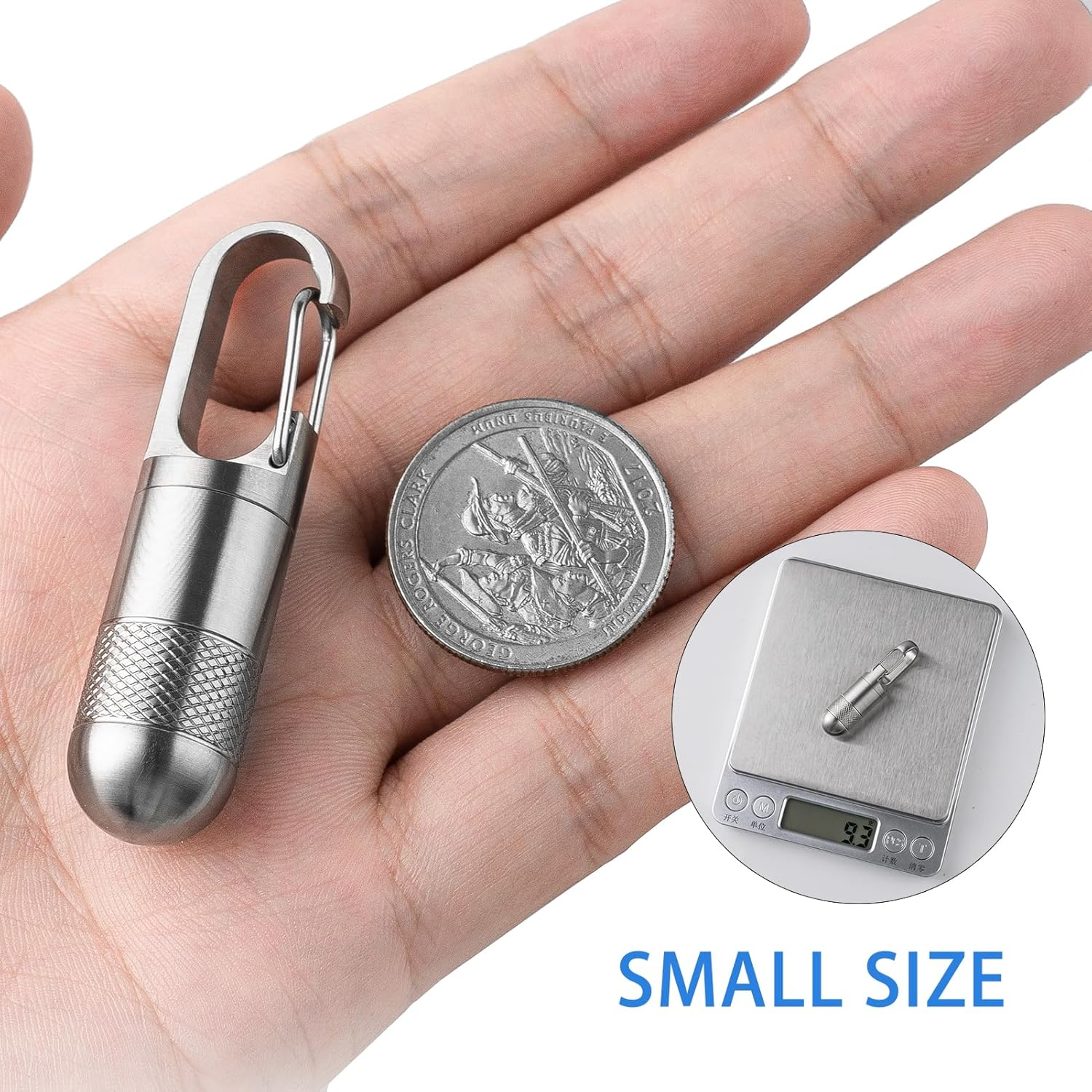 TISUR Small Titanium Pill Case, Keychain Pill Holder Travel Pill Box Container Multitool EDC Every Day Carry for Men (Gray Titanium Small - 1.06 Inch) - Gray Titanium Medium - 2.16 Inch image number 6