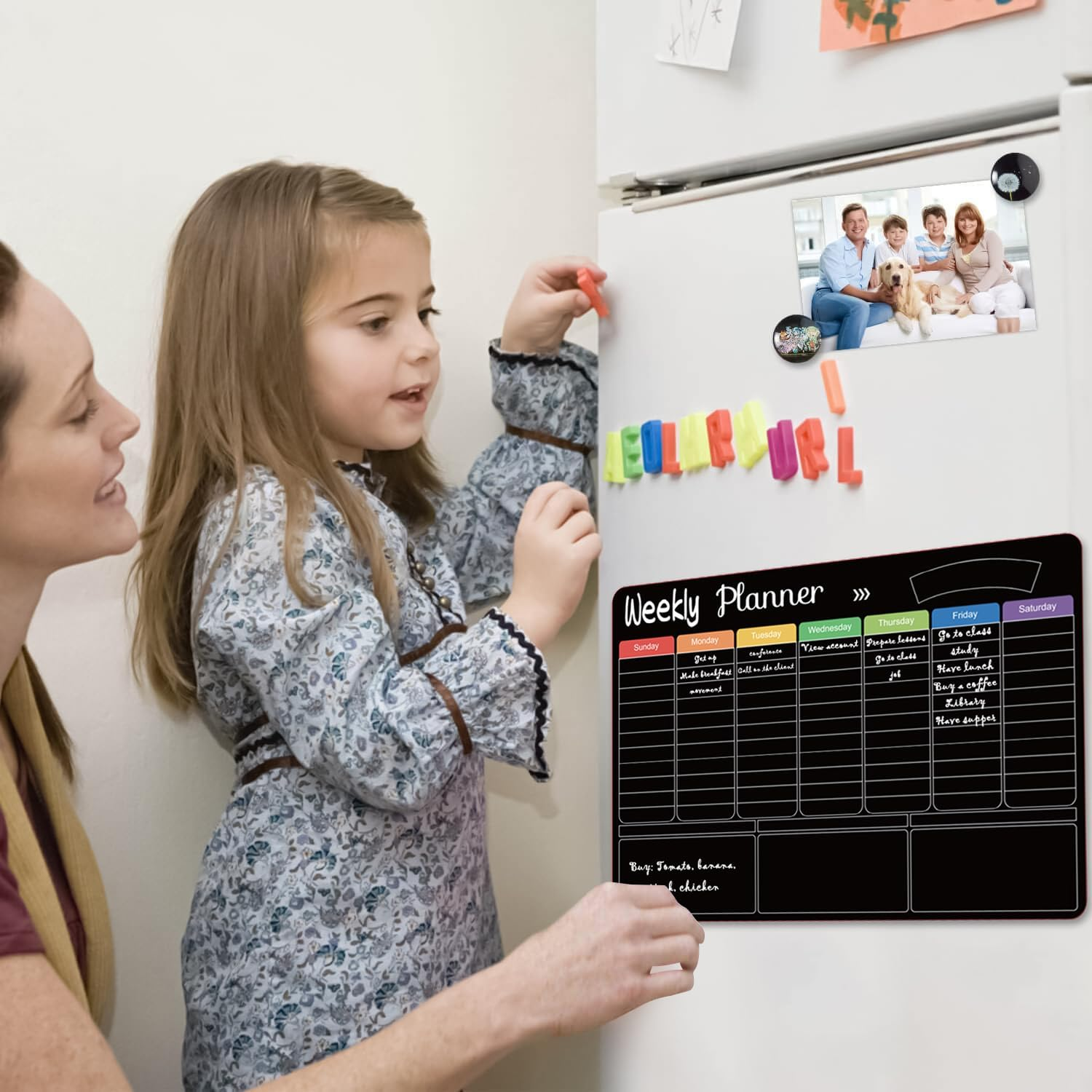 Yakiter 3Pcs Magnetic Fridge Calendar, Monthly, Weekly & Shopping List Refrigerator Planner, Reusable Calendar with Dry Erase Board and 8 Markers, Kitchen Whiteboard (3 PCS) image number 5