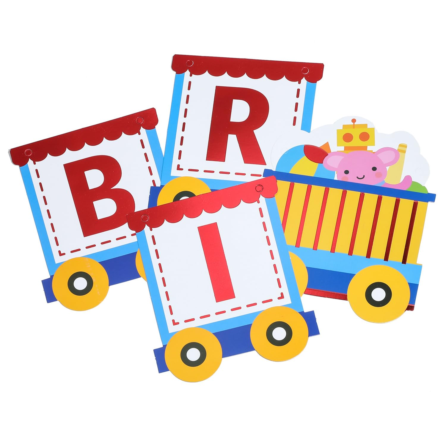 Train Theme Happy Birthday Banner, Party Decoration, Blue and Red,Party Banners, Train Styles, Birthdays, English Banners, Birthday Supplies, Decorations image number 2