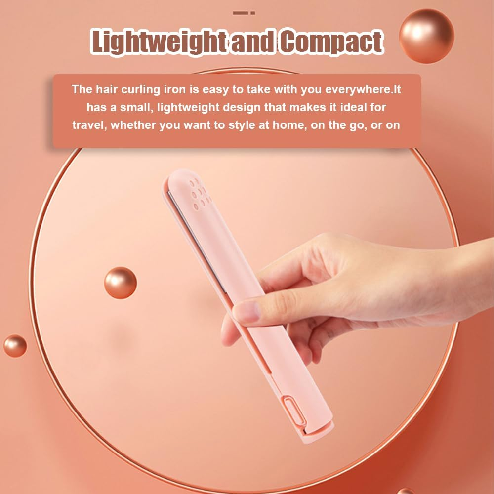 Portable Small Curling Iron 2-In-1 Dual Purpose H Straightener USB Plug Curler for Home Dorm Travel image number 3