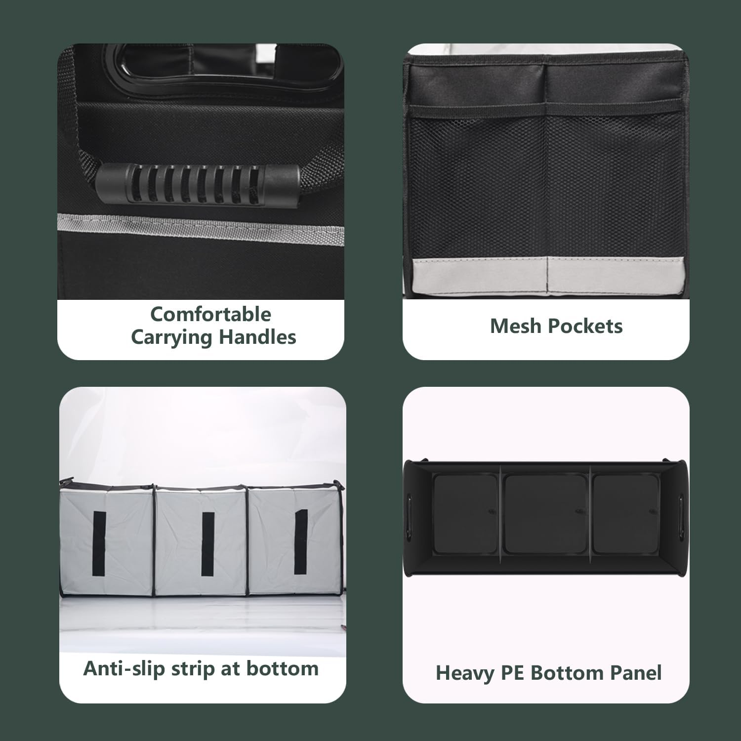 Trunk Organizer for Car, Car Storage Organizer with Non-Slip Bottom Strips, 95L Large Capacity Cargo Organizer for Suv, Truck, Sedan, Waterproof Portable Car Organizers for Women Men image number 1