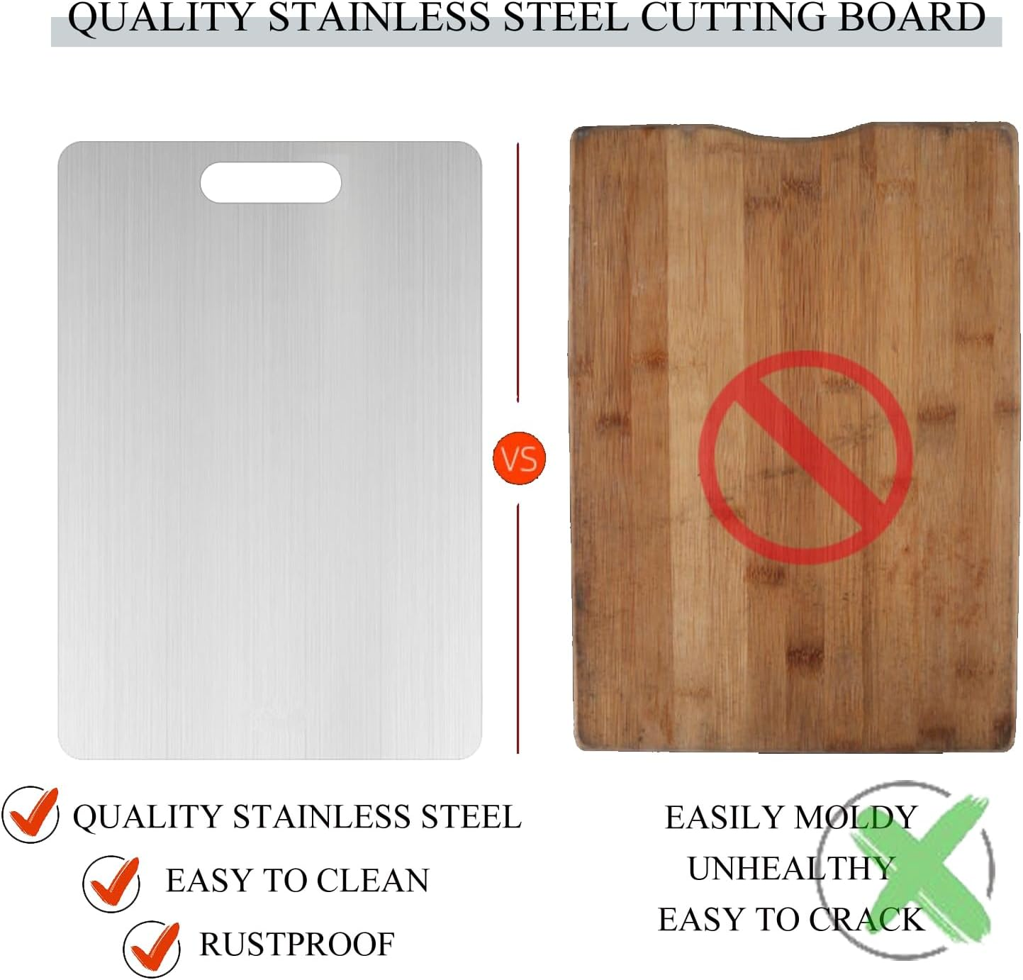 Cutting Board for Kitchen,Stainless Steel ​Food-Grade Cutting Board Double Sided Multi-Functional Anti-Bacterial and Anti-Mold Cutting Board （39X28Cm） image number 5