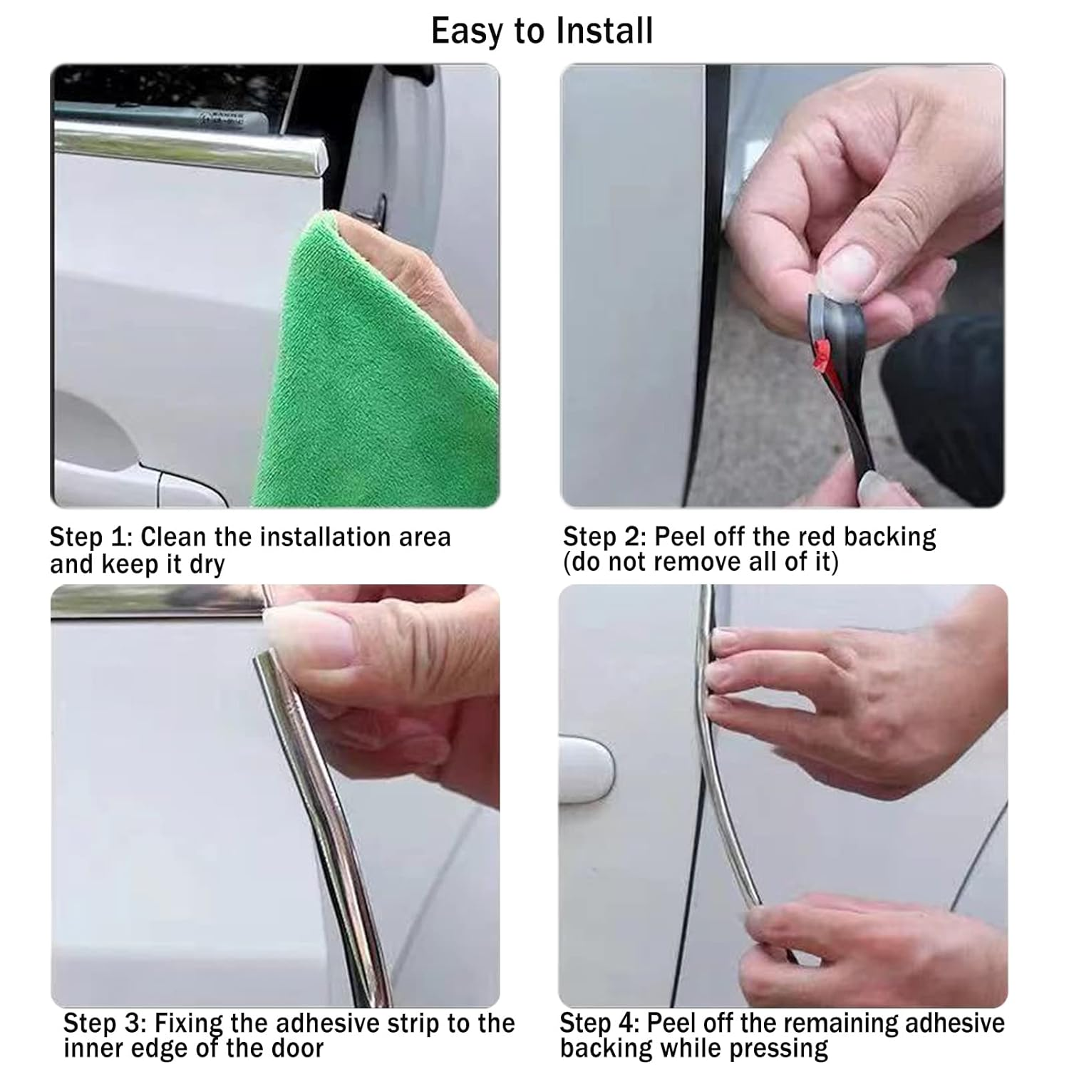 Car Door Edge Guards Self Adhesive Rubber U Channel Edge Trim Metal Edge Protection Guard for Most Car Doors, Hatches, Lockers, Panels (5Ft, Black) image number 6