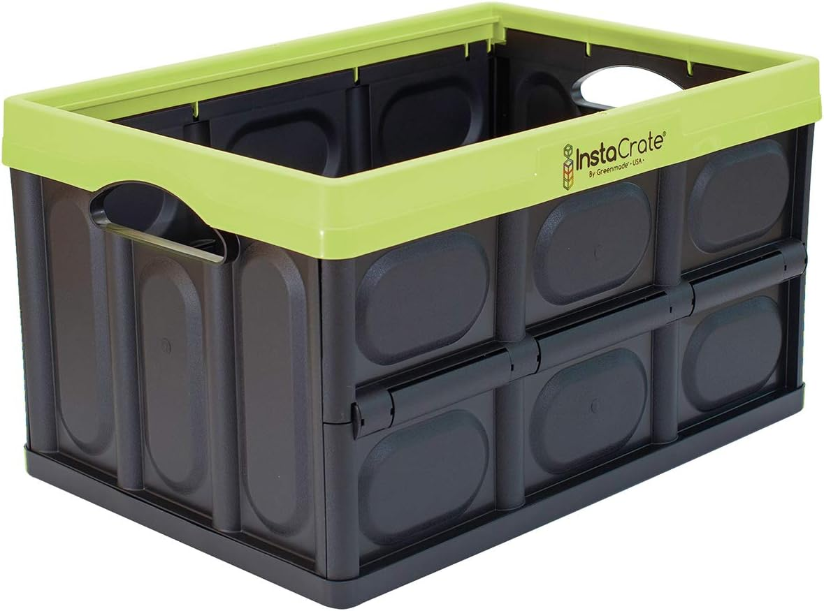 Boboo Collapsible Crate Storage Solution 46 Litre, Green Plastic Crate