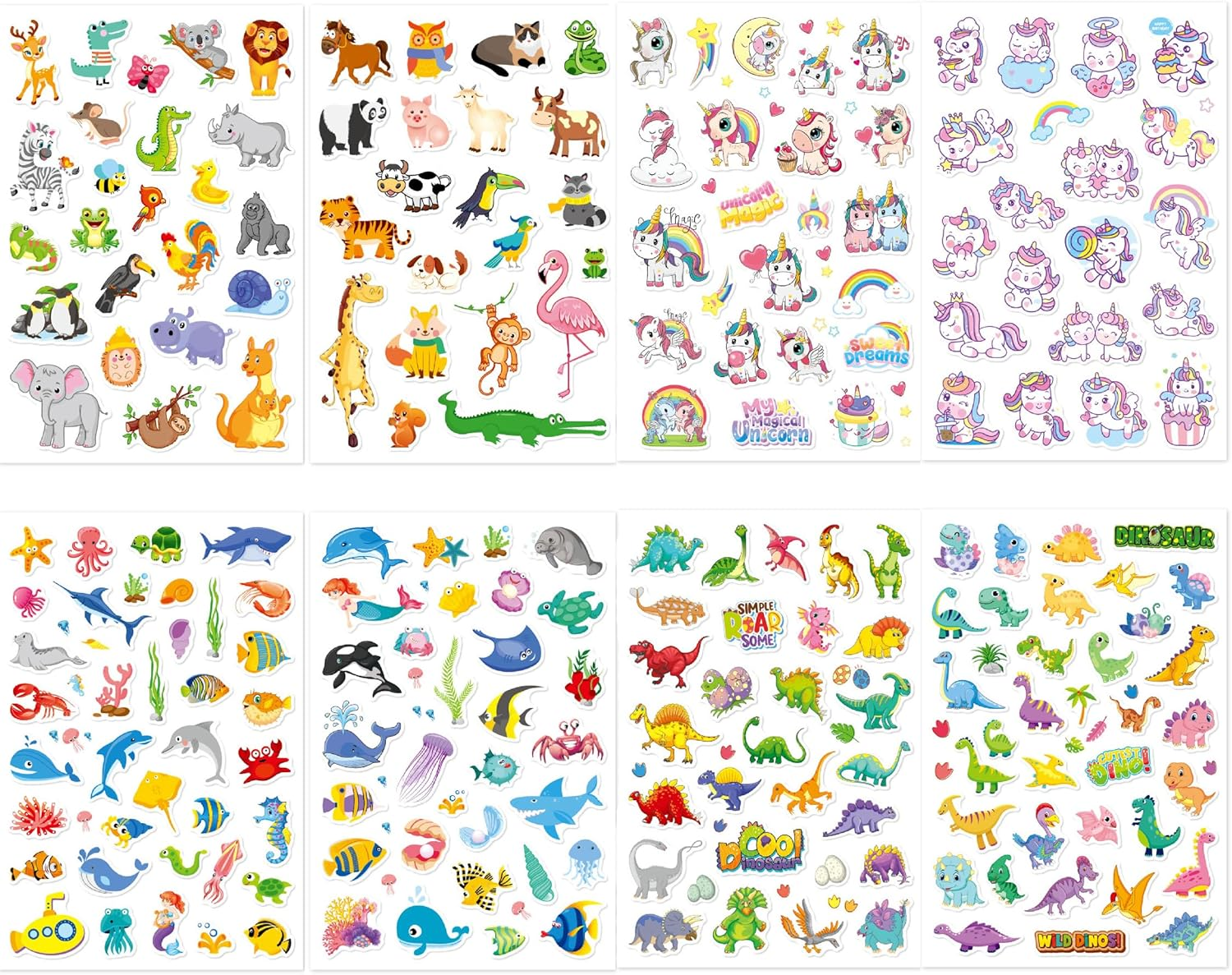 229 PCS Gel Clings Decals Stickers,Thick Gel Window Clings,Animal Dinosaur Ocean for Classroom Nursery Airplane Car Plane Decorations Birthday Party Supplies (8 Sheets) image number 5