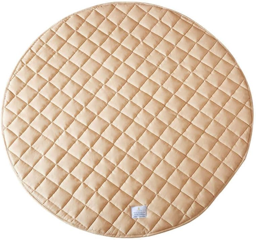 Ludere Baby Play Mat round | Premium 100% French Linen Playmat for Babies & Toddlers | Tummy Time Mat | Ultra-Soft, Non-Toxic, Hypoallergenic & Quilted Comfort | 120 Cm (Natural)