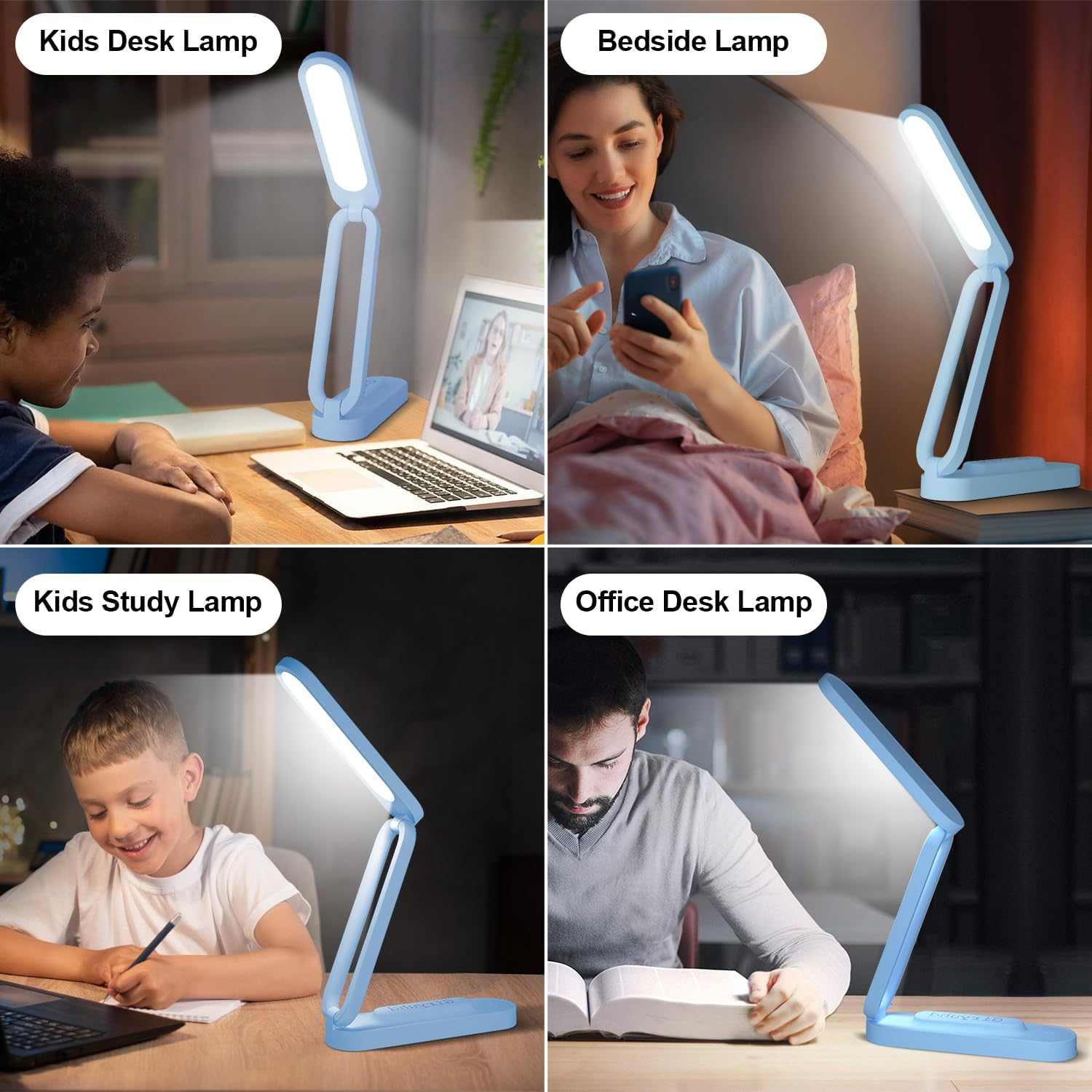 LED Desk Lamp for Office Home & Battery Operated Lamp Rechargeable Lamp Foldable & Portable Light, LED Desk Light Strip, 3 Brightness Dimmable Small Desk Lamp Wireless Reading Lamp - Purple image number 3