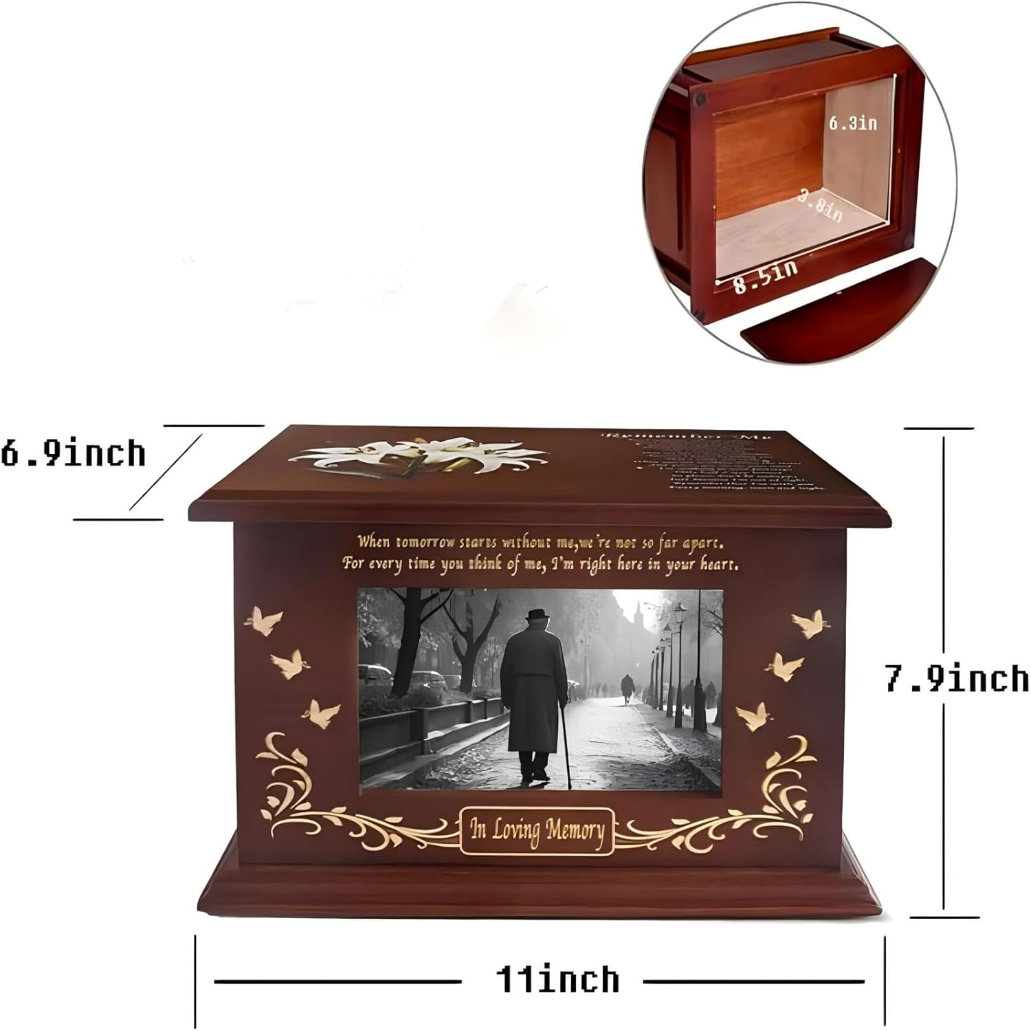 Urn Ashes Adult Male, Memorial Cremation Urns, Wooden Funeral Urns Box and Casket for Human Ashes image number 6