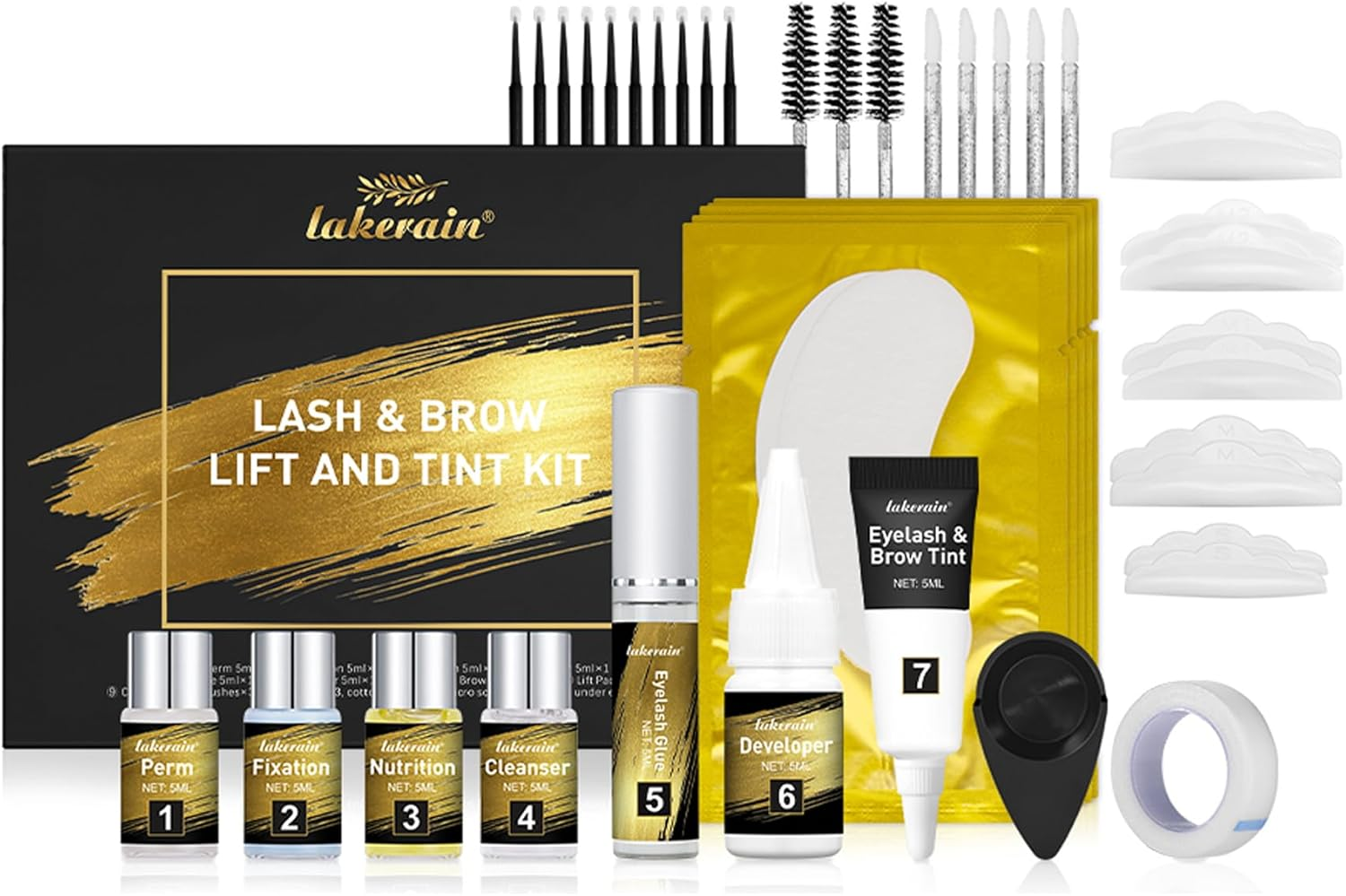 Lash Lift Kit - Eyebrow Lamination, Professional Eyelash & Brow 2 in 1 Perm Set, Eyebrow Lift Kit, Fuller & Thicker Brows Suitable for Salon & Home Use, Lasts for 4-6 Weeks (BLACK) image number 1