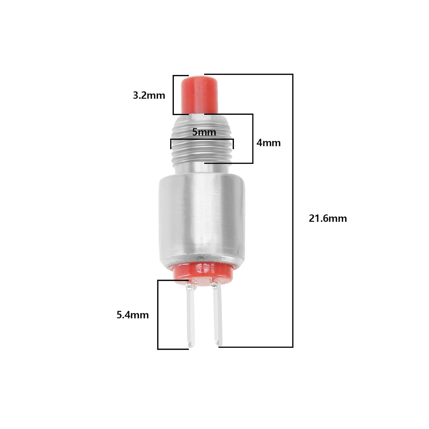 5Pcs 2Pin Microminiature Momentary Button DS-402 Mini Push Button Switch Micro Lockless Momentary Switch Off-(On) SPST 125V 1A 5Mm, Red image number 1