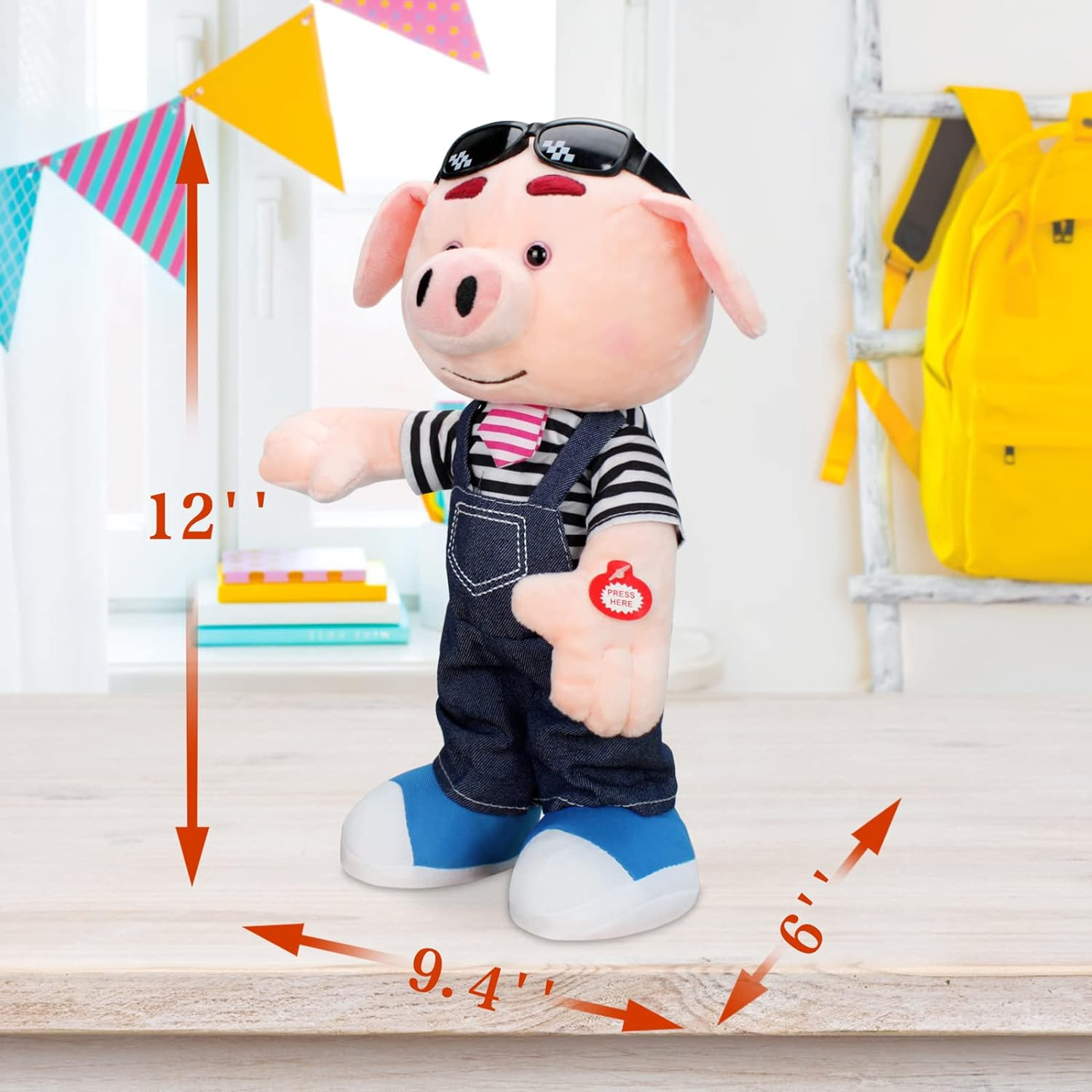 Musical Stuffed Pig Animal Singing Dancing Pig Plush Toy Electronic Interactive Plush Toy image number 1
