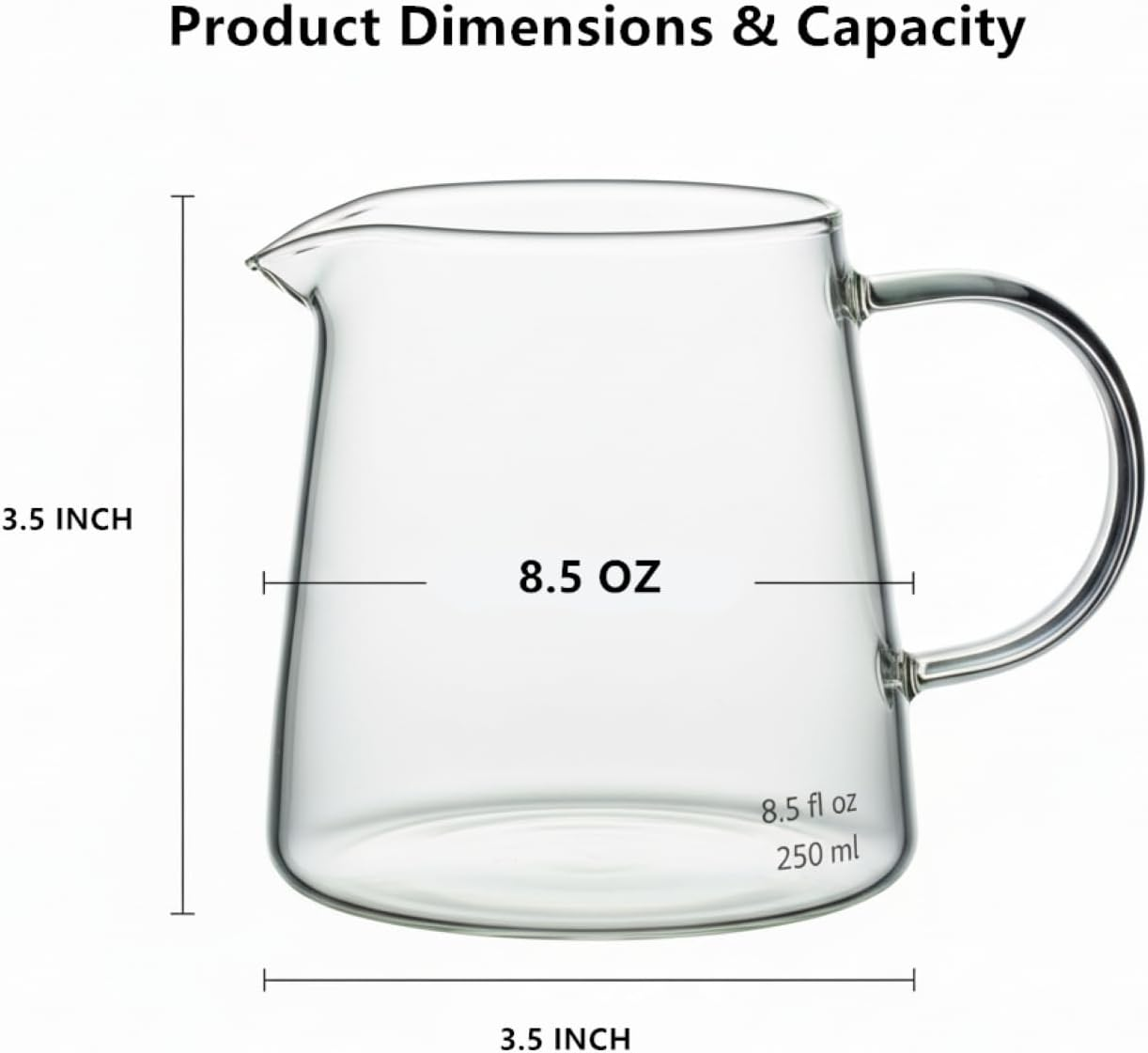 Small Glass Pitcher, 8.5 Ounces, Mini Glass Tea Pitcher (1 Pack) image number 1