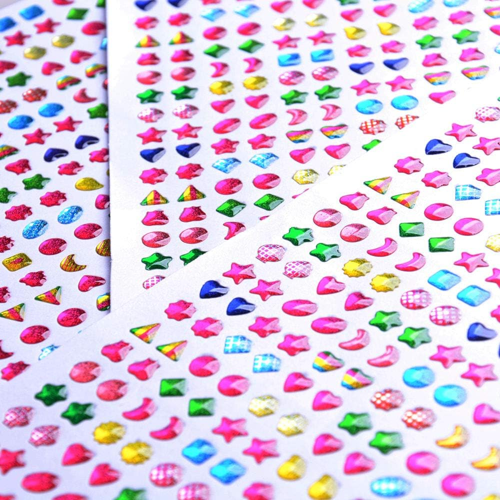 1000+ Stick on Earrings 3D Gem Stickers Glitter Sparkle Crystal Stickers Sticker Earrings for Girls Multiple Colors & Shapes image number 1