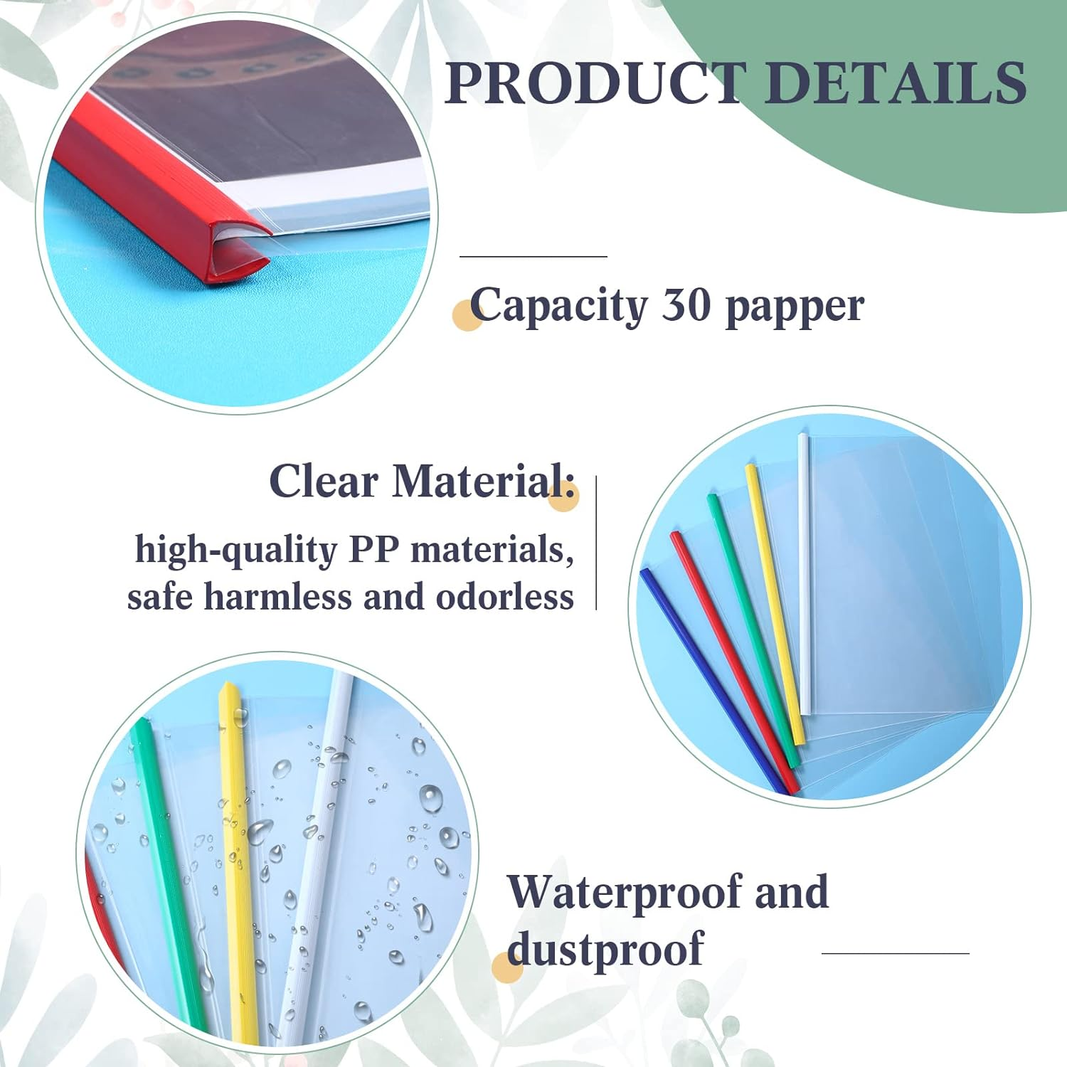 100 Pcs Clear Report Covers with Sliding Bar Clear Presentation Binder Transparent Resume Folder with 5 Colors Slider Bars Plastic Report Folder for File Report Paper Book Resume Letter School Office image number 5