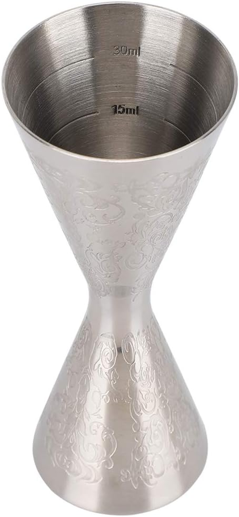 Japanese Style Double Cocktail Jigger - Etching Stainless Steel Jigger with Scale, Small Cup 30Ml, Large Cup 45Ml - Silver image number 6