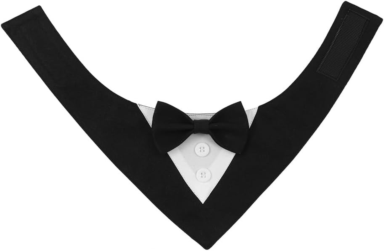 Formal Dog Tuxedo Wedding Dog Bandana Dog Wedding Tux with Bowtie Dog Birthday Costume Adjustable Dog Formal Outfit for Medium Dogs Pets (Black, M) image number 4