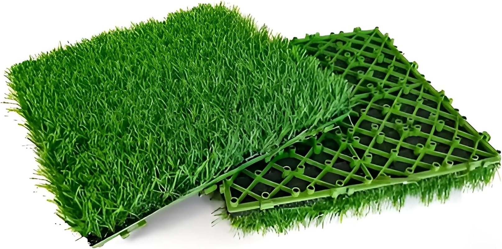 EZONEDEAL 1Pcs Artificial Grass Turf Tiles Interlocking - Artificial Turf Grass Rug,Fake Grass Decor Self-Draining Mat for Pet Dog Indoor/Outdoor Flooring Decor 12''X12'' (1) image number 3
