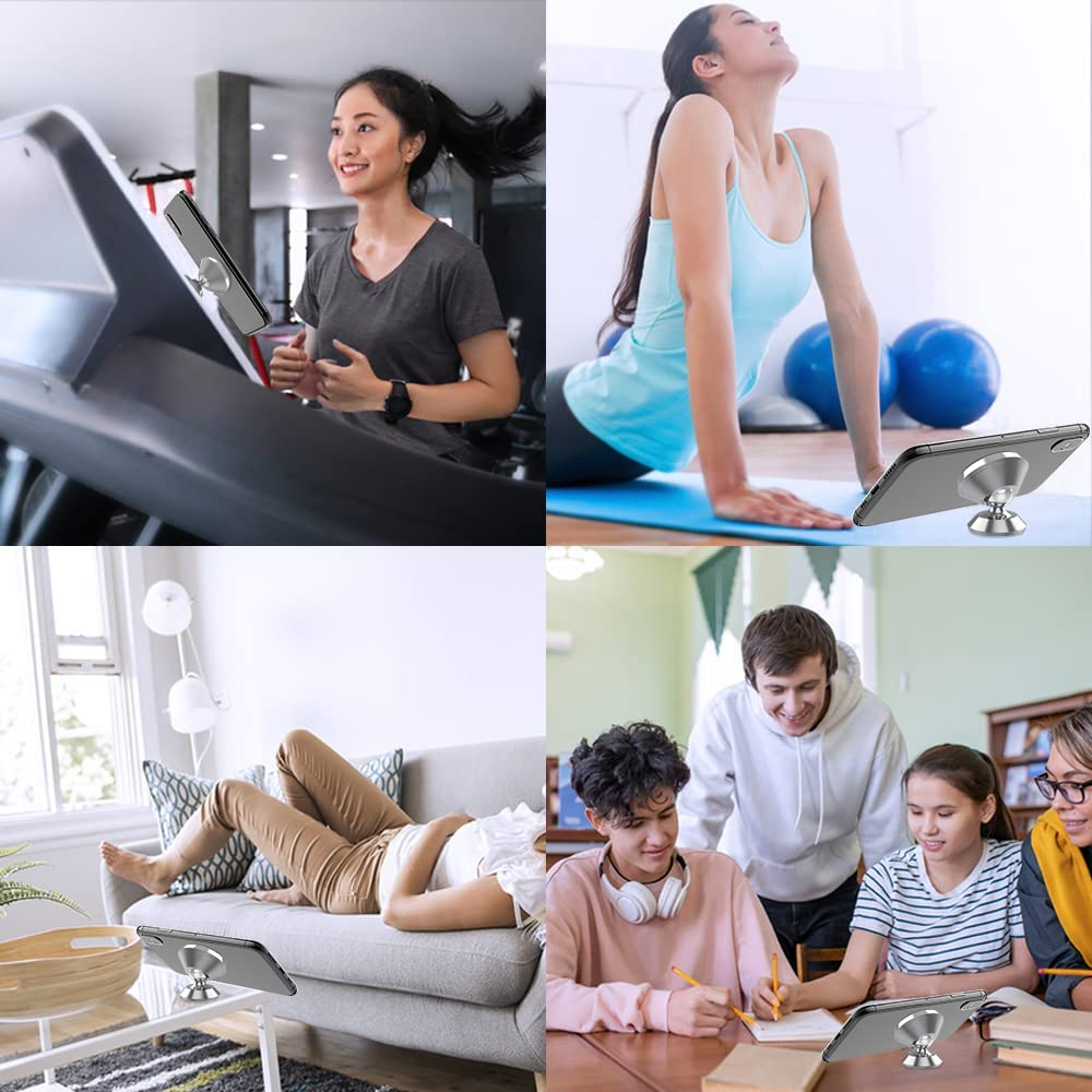 [3 Pack] Magnetic Phone Car Mount with Black Metal Plates,Tiqus Car Sturdy Stick-On Cell Phone Holder Car Built-In Amazing Strong Magnets, Hands Free Magnetic Car Phone Holder Mount with Strong Adhesive Mounting Silver image number 6