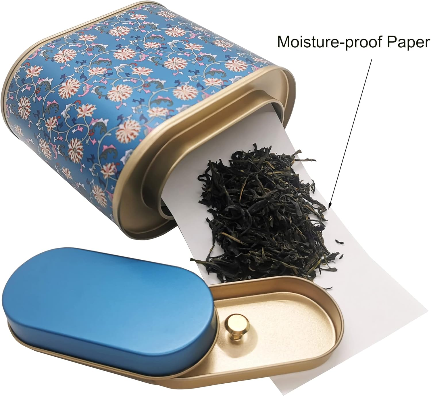 3-Pack Large Tea Tins for Loose with Lid - Metal Sealed Jar Canister Oval Shape 3.53~7Oz Small Tin Cans Storage Kitchen Canisters Bag Organizer, Coffee, Candy, Herbs image number 5