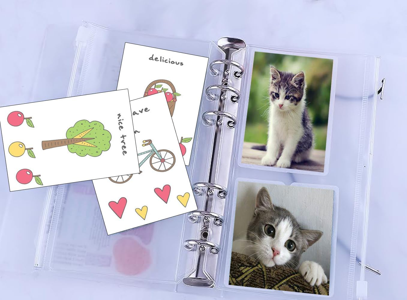 25Pcs A6 Binder Pockets, Betterjonny 6 Holes Zipper Cash Envelopes Clear Pouch Folders Waterproof PVC Document Pouch Filing Bags for 6-Ring Budget Binder Notebook Loose Leaf