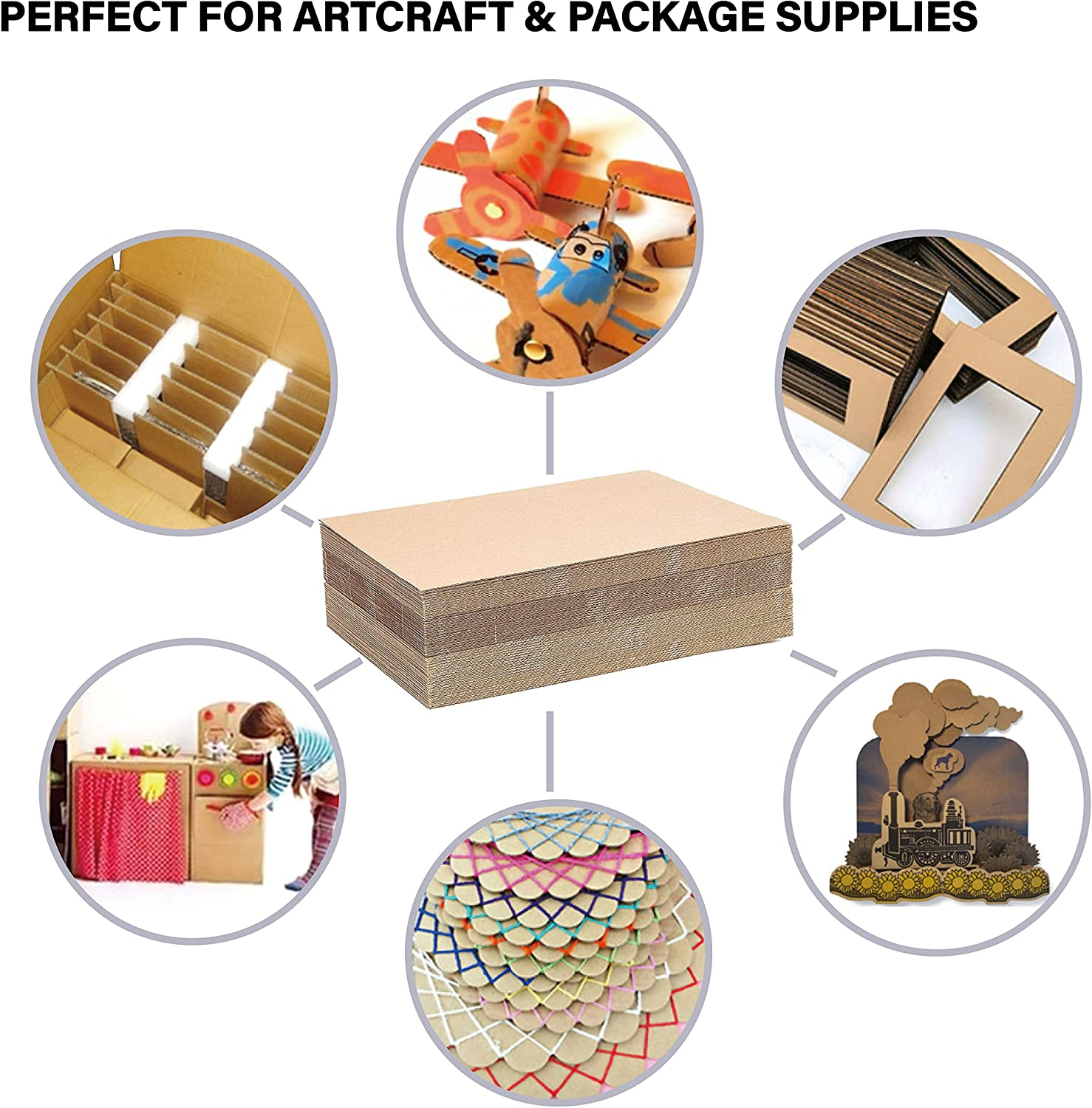 50 Packs 8.5" X 11" Cardboard Sheets, Premium Brown Kraft Corrugated Cardboard Backing and Bulk Corrugated Inserts for Shipping, Shipping, Shipping, T-Shirts, DIY Decoration and Crafts image number 4