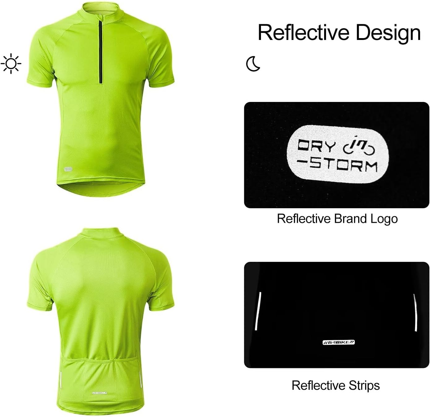 INBIKE Men'S Cycling Jerseys Moisture Wicking Short Sleeve Quick Dry Bike Jersey Long Sleeve Running Tops Breathable image number 4