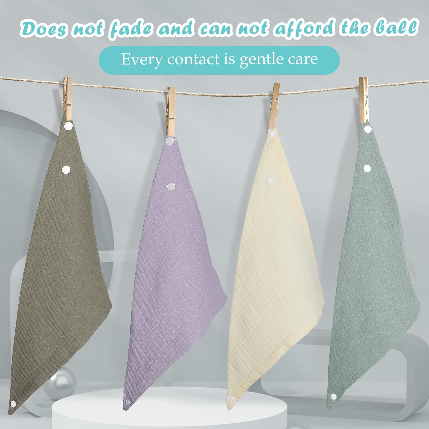 WD&CD Baby Bandana Drool Bib (4 Pack) Adjustable Absorbent Soft Snap Drool Bibs for Baby Girls and Boys-D image number 3