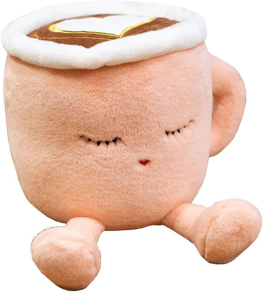 Latte Plush Pillow, 11.8 Inch Coffee Mug Plush Doll Toy, Cartoon Coffee Stuffed Plushies, Soft Cup Fluffy Friend, Interesting Holiday for Kids Adults Boys Girls (Green)