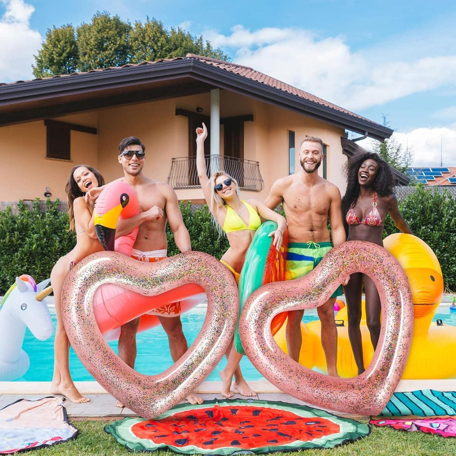 Heart Inflatable Pool - Heart Shaped Pool Float Loungers Tube | Water Fun Beach Party Toys, Summer Swimming Tube for Kids, Adults image number 6