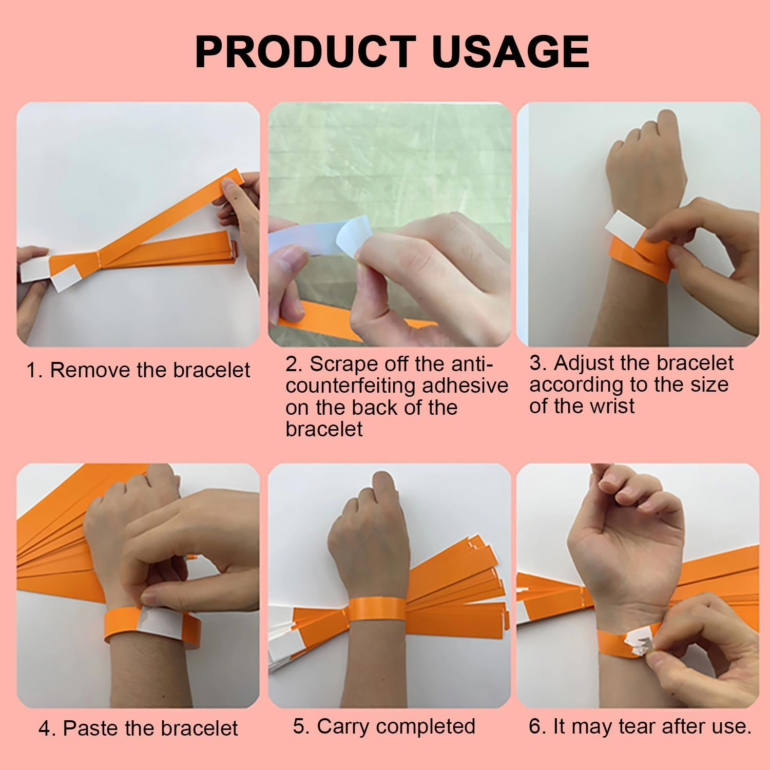 1000 Pieces Colorful Event ID Wristbands Colorful Tyvek Waterproof Paper Wristbands Party Wristbands Wristbands Bracelets for Events, Bars, Concerts. (100 Pieces) image number 6