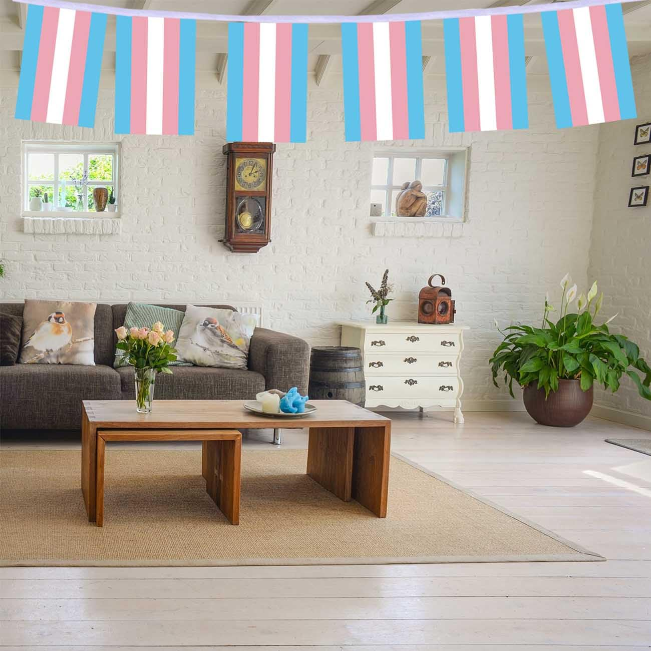 30 PCS Transgender Flag Bunting,33 FT Pride Rainbow LGBTQ National String Decoration, Decor Banner for Outdoor Indoor Patio Yard Classroom Club image number 2