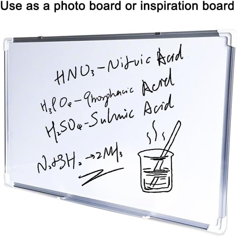 Leona Co Magnetic Dry Erase Board, Wall Mounted Whiteboard, 90 X 60 Cm, Lightweight Portable White Board, Wall Mounted Board for Kids, Home, Office, School with Marker & Eraser & Magnet Buttons image number 4