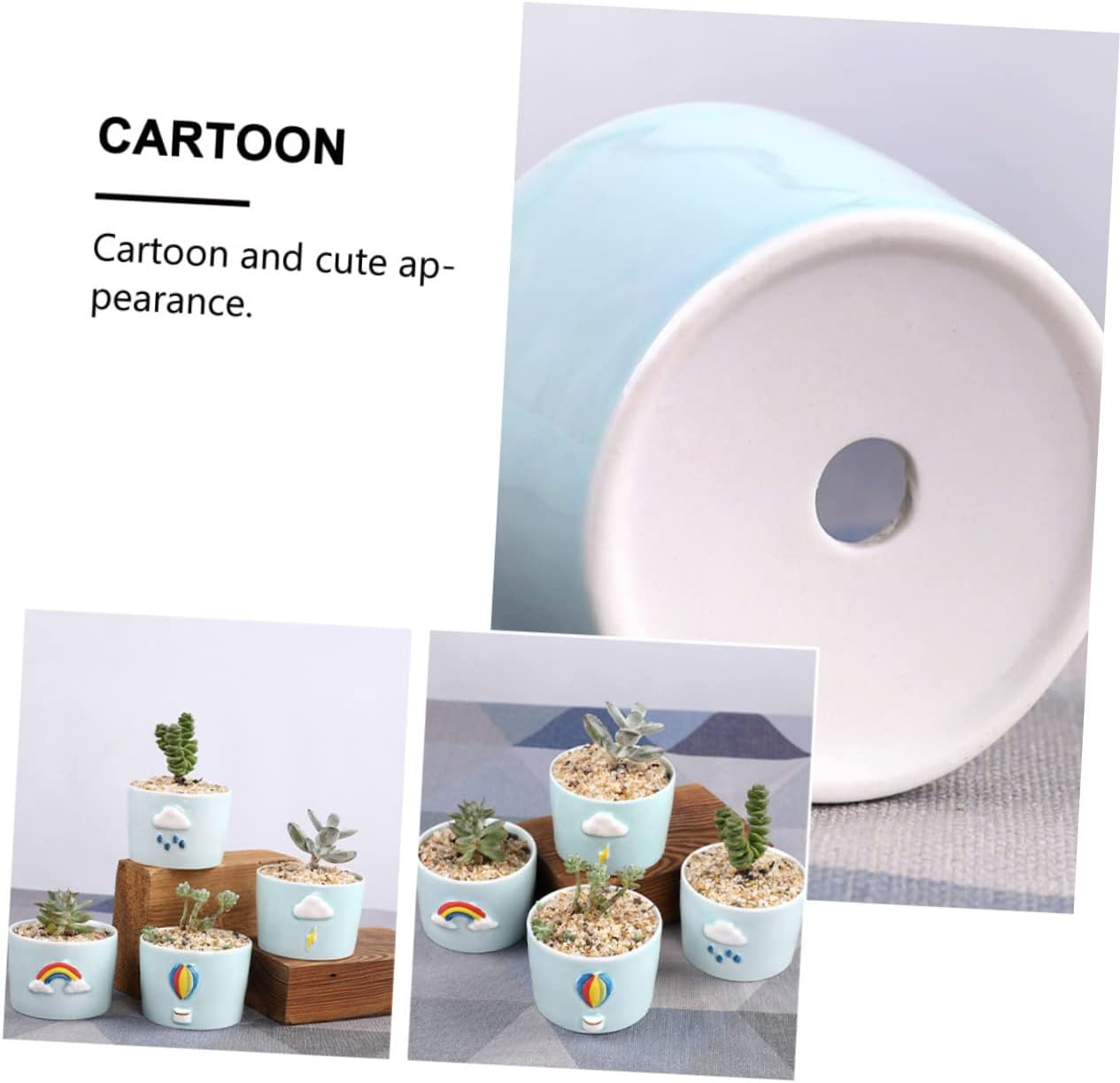 Ceramic round Succulent Container Cute Pot Plant Gardening Succulent Pot Artistic Flowerpot for Plant Lovers image number 4