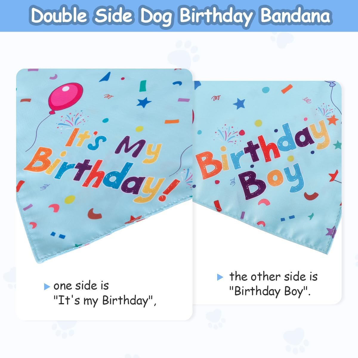 Dog Birthday Bandana & Hat Set, Blue, Medium, Dog Accessories - Blue Birthday image number 5