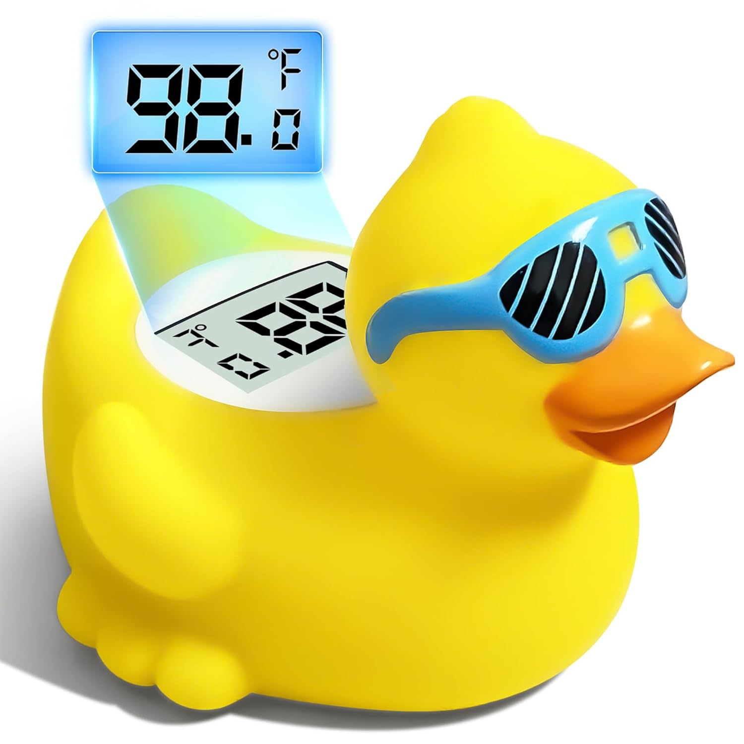 Baby Bath and Room Thermometer - Floating, Auto Sleep Mode, Adjustable Alerts, Safety Certified - Beach Duck