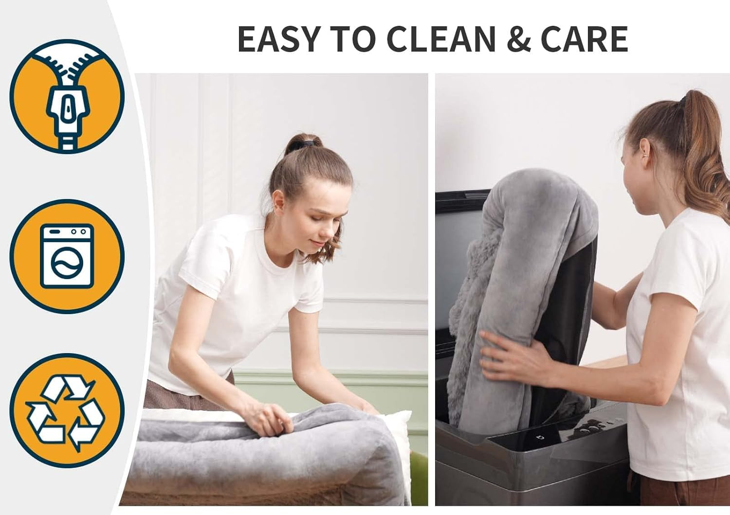 Bolster Dog Bed for Extra Large Dogs, Memory Foam Orthopedic L-Shape Dog Beds with Removable Washable Cover, Cozy Plush Dog Sofa, Pet Bed with Waterproof Lining and Nonskid Bottom image number 1