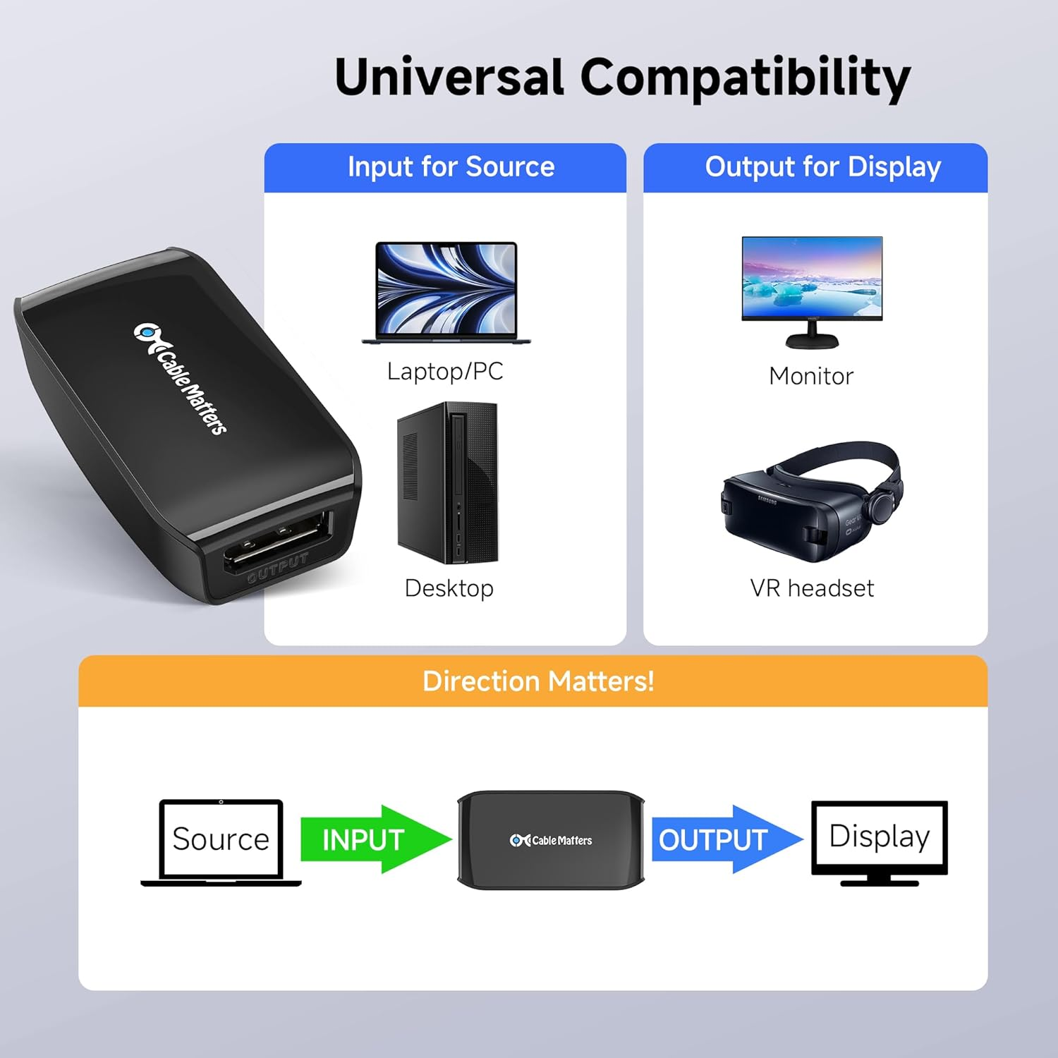 Cable Matters Displayport Repeater (Signal Booster, Amplifier) for 8K Video Resolution - Oculus Rift S, HTC Vive Pro, Gaming Monitors and More image number 4