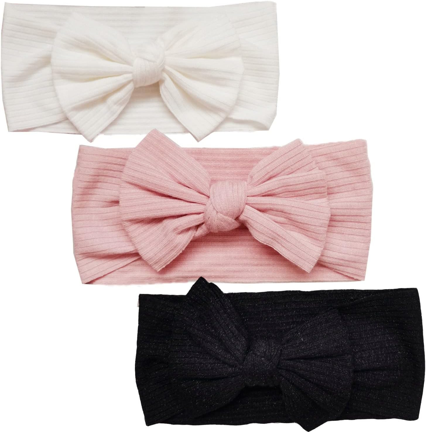 Hjiaruiky Baby Headbands Baby Girls Bows Headband Newborn Bow Handmade Soft Headbands with Bows Hairbands for Infant Toddler Black White Pink (BROWN+BEIGE+PINK)