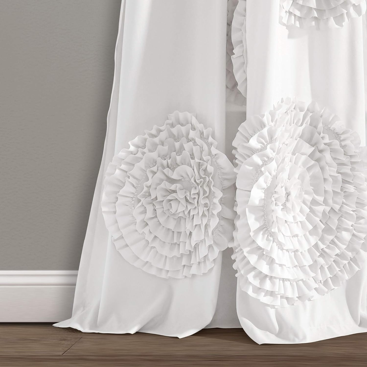 Lush Decor Serena Light Filtering Window Curtain Panel, Single, 54" W X 95" L, White - Drapes - Floral Curtains for Bedroom - Cute Curtains - Coquette Decor image number 6