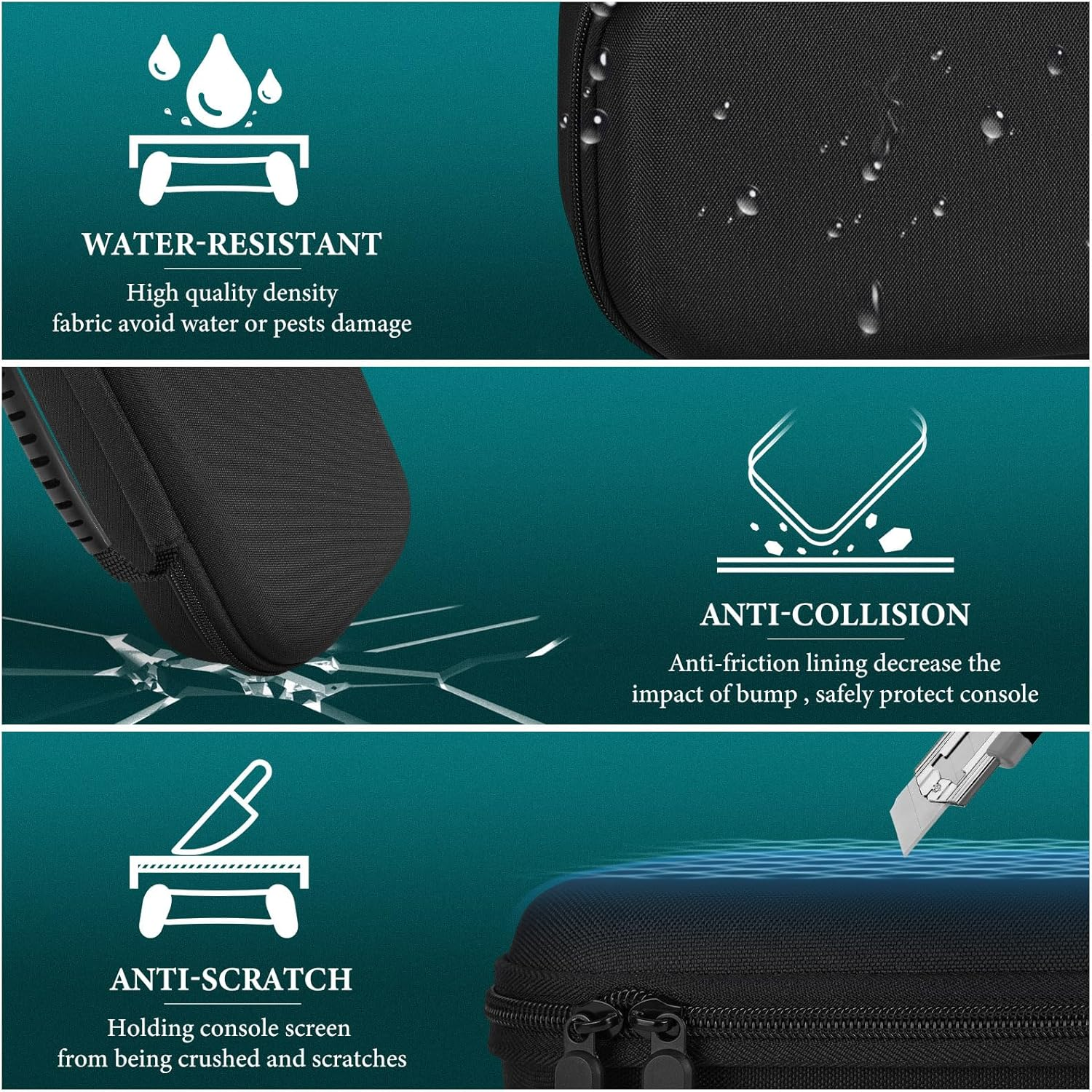 Geekria Storage Case Compatible with Playstation Portal Remote Player, Built-In Stand Design Handheld Gaming Accessories Carrying Case, Shockproof Protective Hard Shell Travel Bag (Black) image number 3