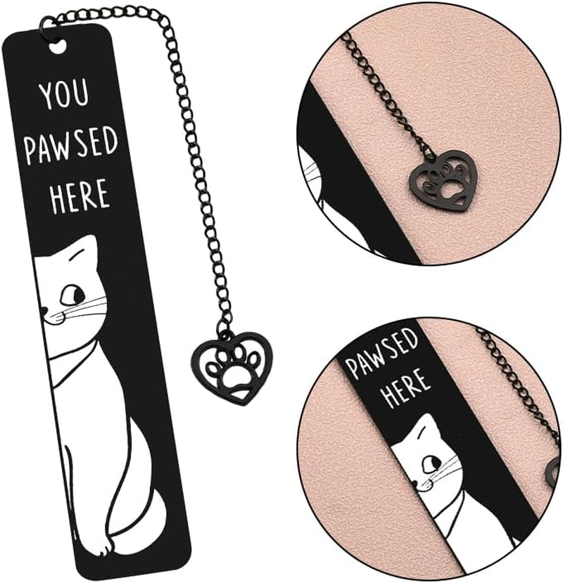 Cat Bookmark for Book Lovers Gifts for Women Men Bestie Friend Funny Cat Lover Christmas Birthday Gifts for Her Him Bookish Book Markers for Readings Cute Book Accessories Bookmarks with Black Tassel image number 1