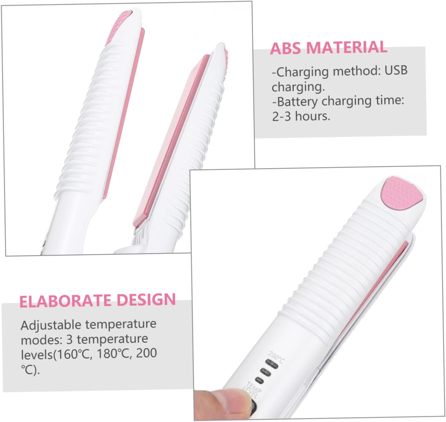 Wireless USB Rechargeable Hair Curler and Straightener, Mini Portable Cordless Hair Styling Tool for Travel and Home, Pearl White image number 1