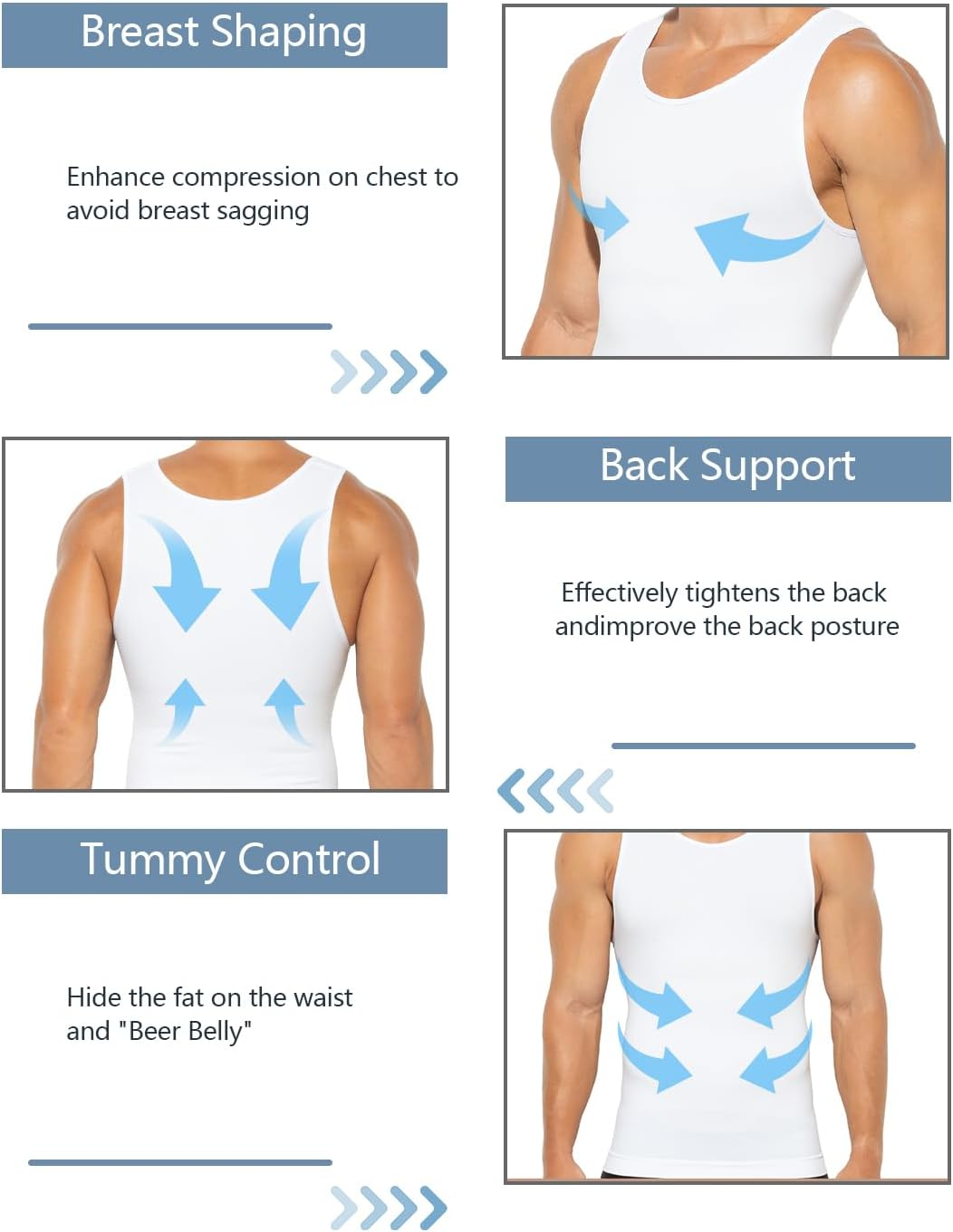 Arjen Kroos Men'S Slimming Body Shaper Vest Compression Tank Top to Hide Gynecomastia Moobs image number 1